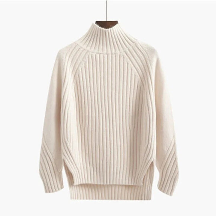 Black Oversized Sweater for Women, Knitted Pullover with Half Turtleneck 5