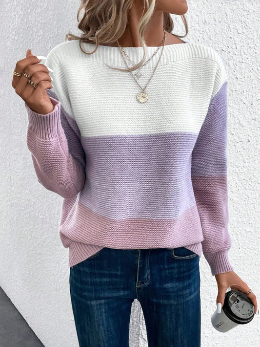 Womens Long Sleeve Knit Sweater with Round Neckline – Soft Casual Layering Top 2