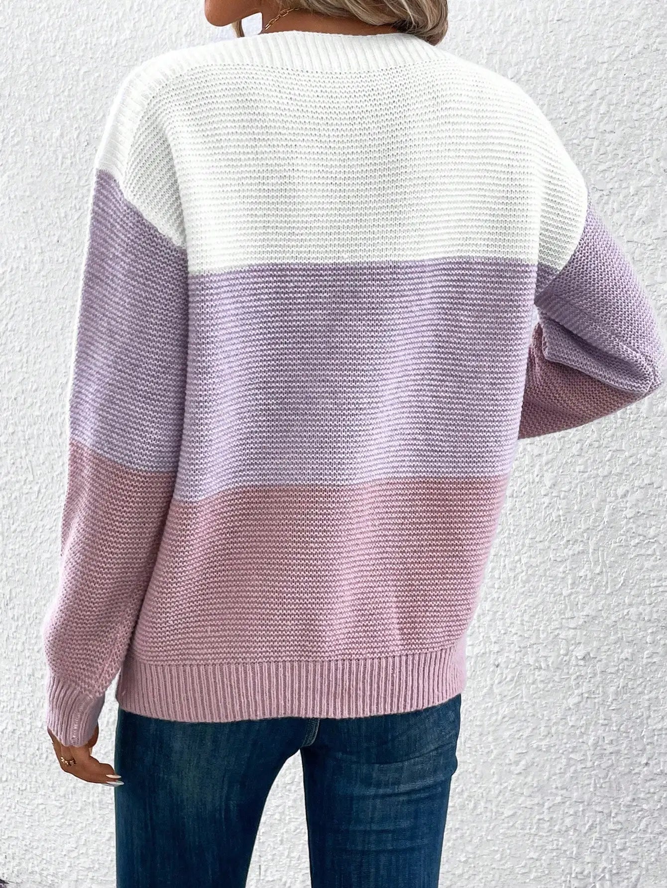 Womens Long Sleeve Knit Sweater with Round Neckline – Soft Casual Layering Top 3