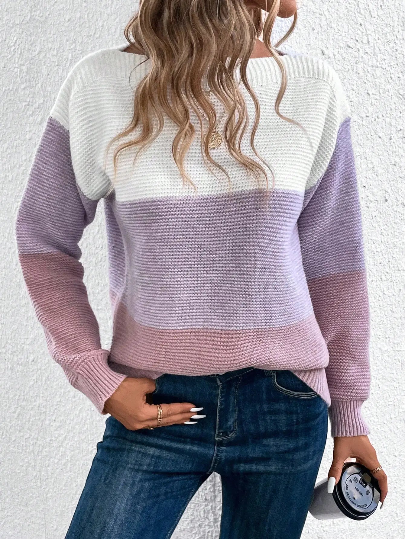 Womens Long Sleeve Knit Sweater with Round Neckline – Soft Casual Layering Top 4