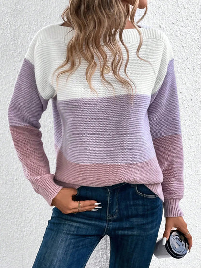 Womens Long Sleeve Knit Sweater with Round Neckline – Soft Casual Layering Top 4