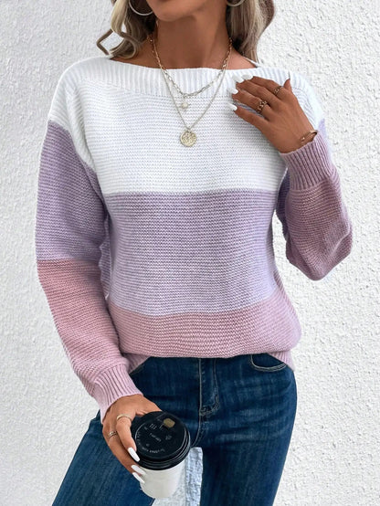 Womens Long Sleeve Knit Sweater with Round Neckline – Soft Casual Layering Top 6