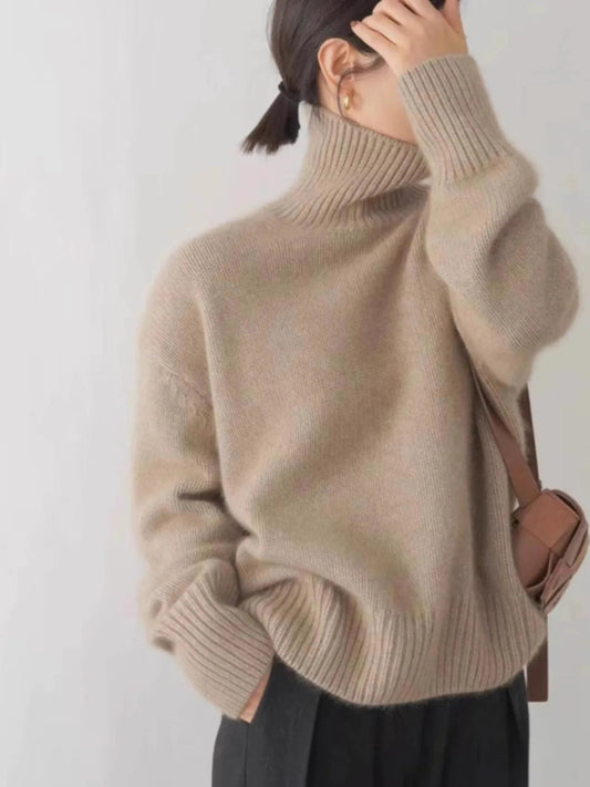 Womens Loose Knit High Neck Sweater for Cozy Comfort 1