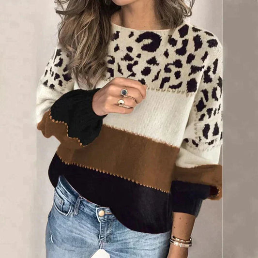 Womens Relaxed Fit Knit Sweater with Round Neckline 2