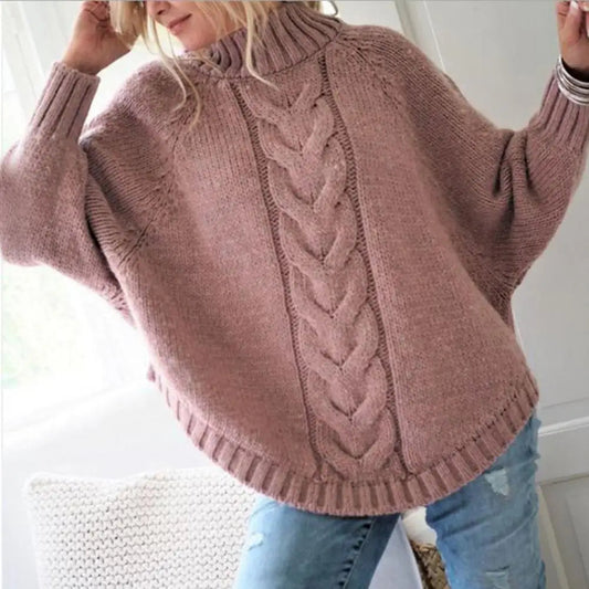 Womens Relaxed Fit Turtleneck Knit Sweater for Winter 1