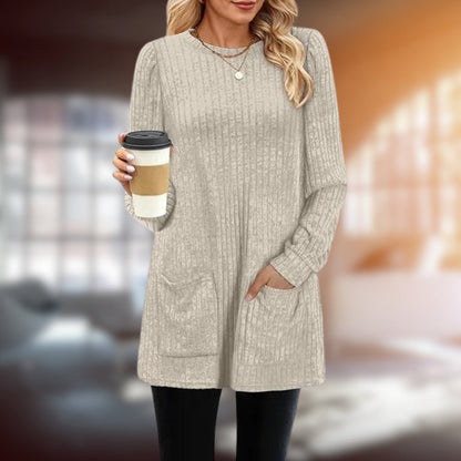 Womens Medium Length Sweater with Round Neckline 6