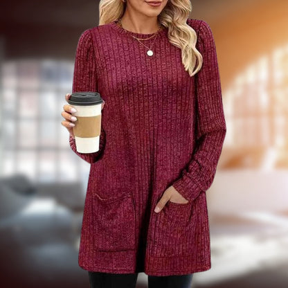 Womens Medium Length Sweater with Round Neckline 7