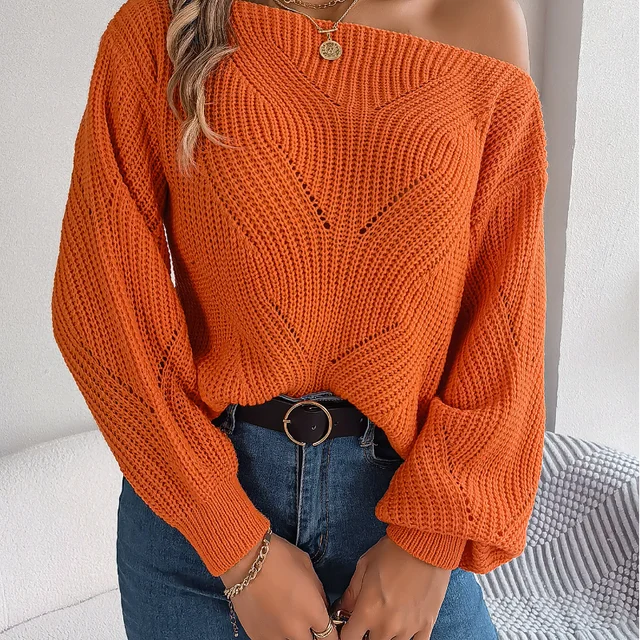 Womens Off-Shoulder Sweater in Beige – Soft Fabric, Relaxed Fit for Casual Wear 4