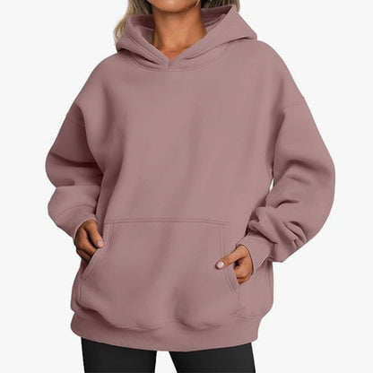 Women's Oversized Hoodie Grey Cotton Blend Casual Sweatshirt - 8