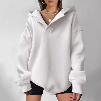 Women's Oversized Hoodie Grey Cotton Blend - 3
