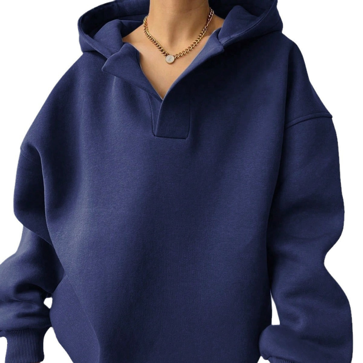 Women's Oversized Hoodie Grey Cotton Blend - 6