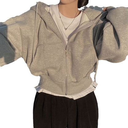 Women's Oversized Hoodie Grey Cotton - 6