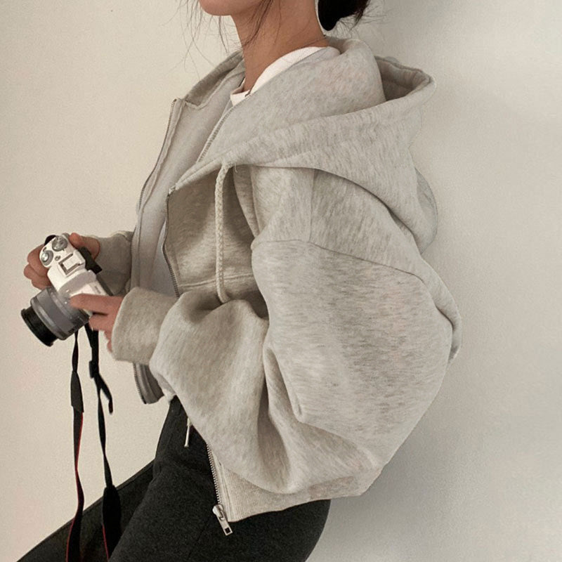 Women's Oversized Hoodie Grey Cotton - 7