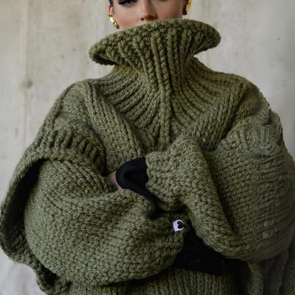 Womens Oversized Turtleneck Sweater in Grey – Long Sleeve Cozy Polyester Top 3