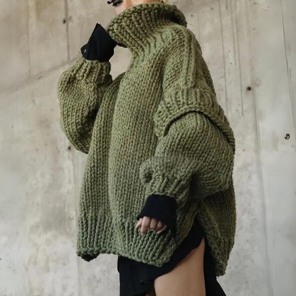 Womens Oversized Turtleneck Sweater in Grey – Long Sleeve Cozy Polyester Top 5