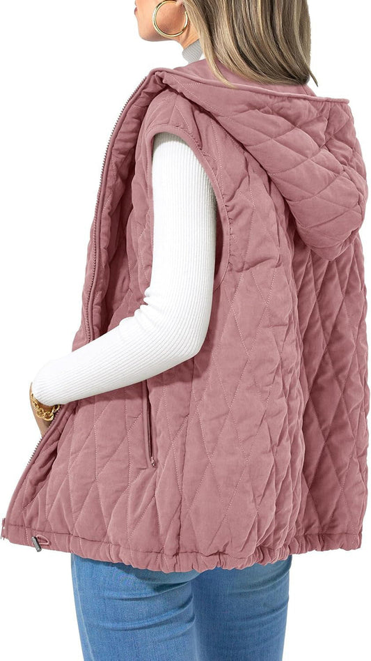 Women's Vest Gray Quilted Lightweight Polyester - 1