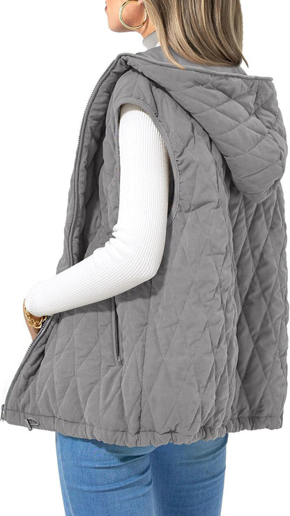 Women's Vest Gray Quilted Lightweight Polyester - 11
