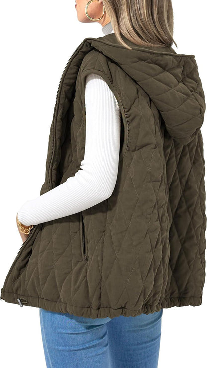 Women's Vest Gray Quilted Lightweight Polyester - 10