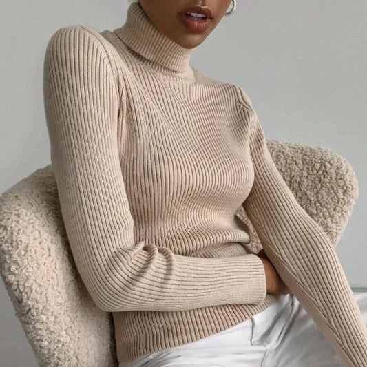 Women's Black Ribbed Turtleneck Sweater – Cozy Autumn/Winter Style 1
