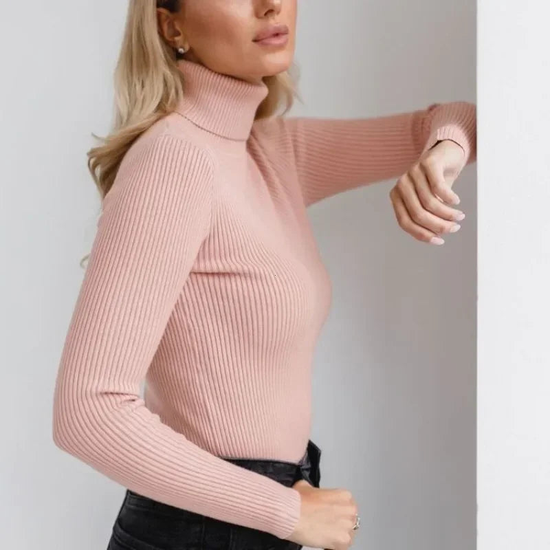 Women's Black Ribbed Turtleneck Sweater – Cozy Autumn/Winter Style 8