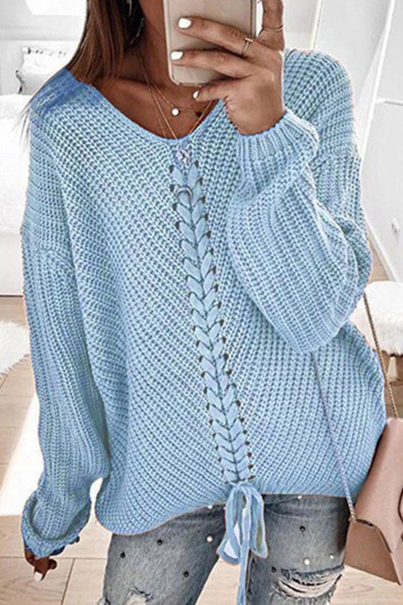Womens Sweater with Braided Design, Long Sleeves, Soft Acrylic, Round Neck 6