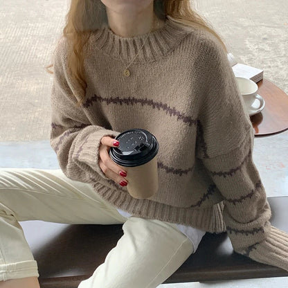 Women's Striped Knit Sweater, Casual Round Neck Design for All Seasons 5