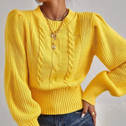 Women's Soft Knit Sweater with Lantern Sleeves - Cozy Casual Winter Top 4