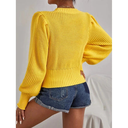 Women's Soft Knit Sweater with Lantern Sleeves - Cozy Casual Winter Top 6