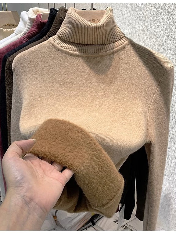 Women's Black Turtleneck Velvet Sweater - Slim Fit Cozy Winter Top 5