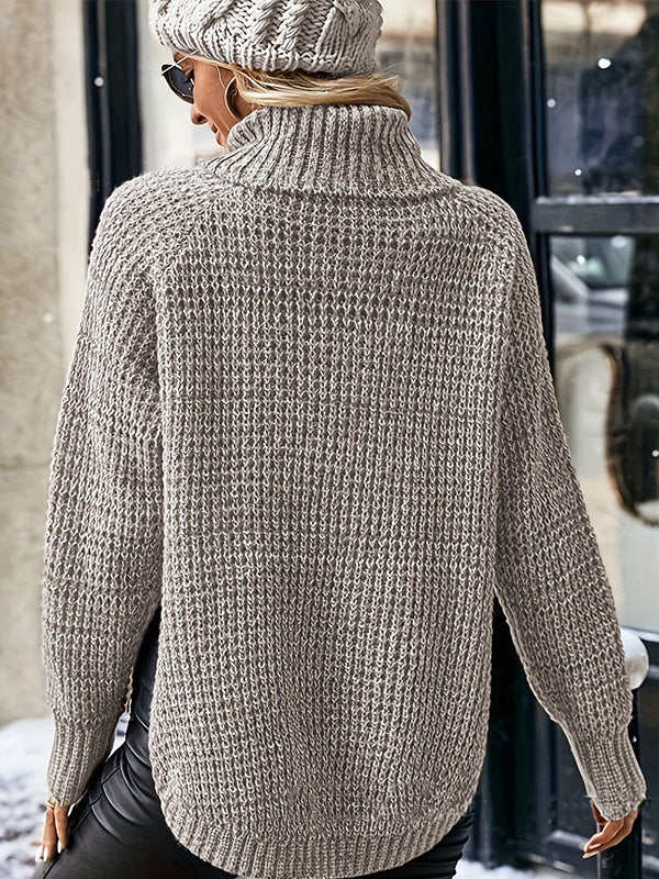 Womens Cozy Turtleneck Sweater with Raglan Sleeves 3