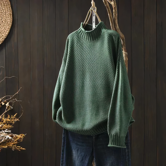 Womens Vintage Turtleneck Long Sleeve Sweater - Classic Comfort 1