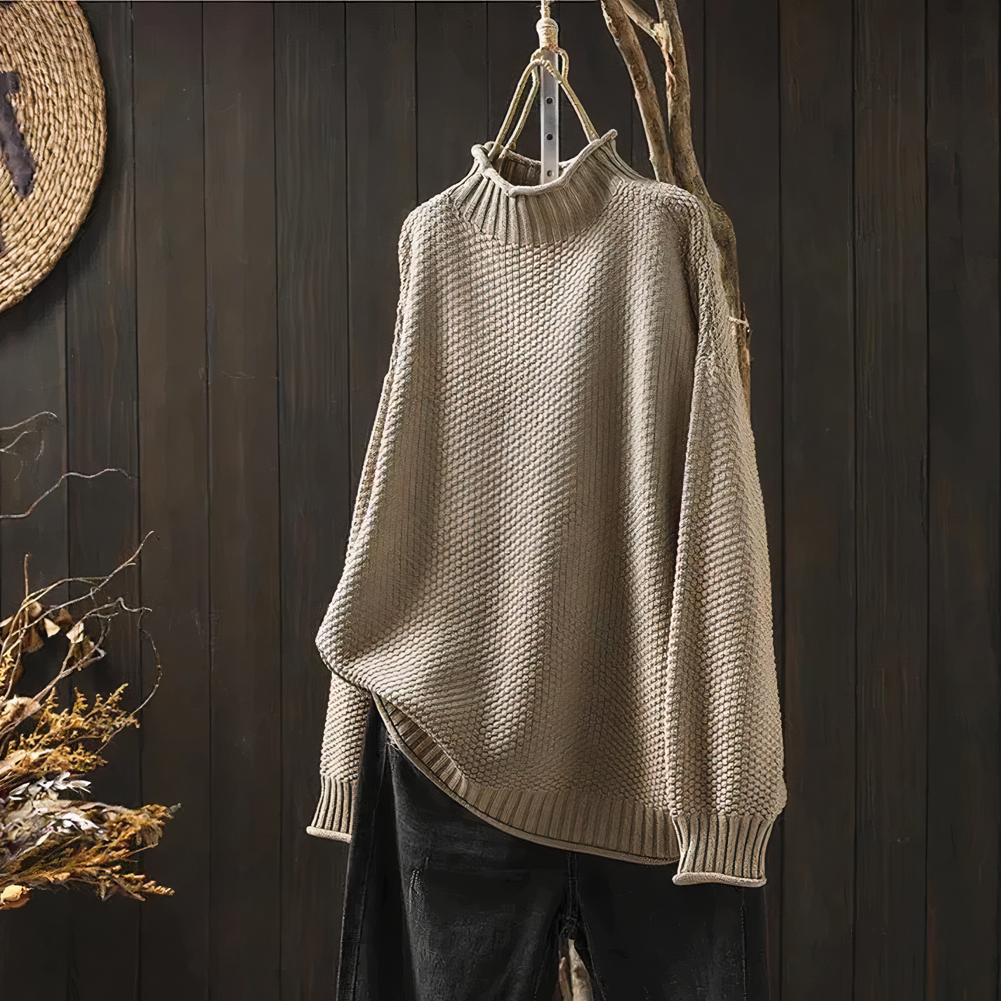 Womens Vintage Turtleneck Long Sleeve Sweater - Classic Comfort 3