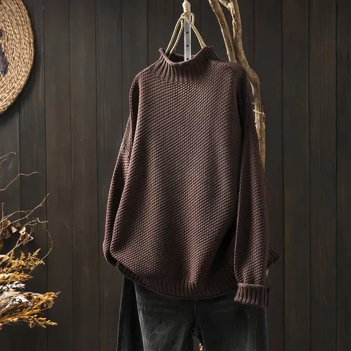 Womens Vintage Turtleneck Long Sleeve Sweater - Classic Comfort 4
