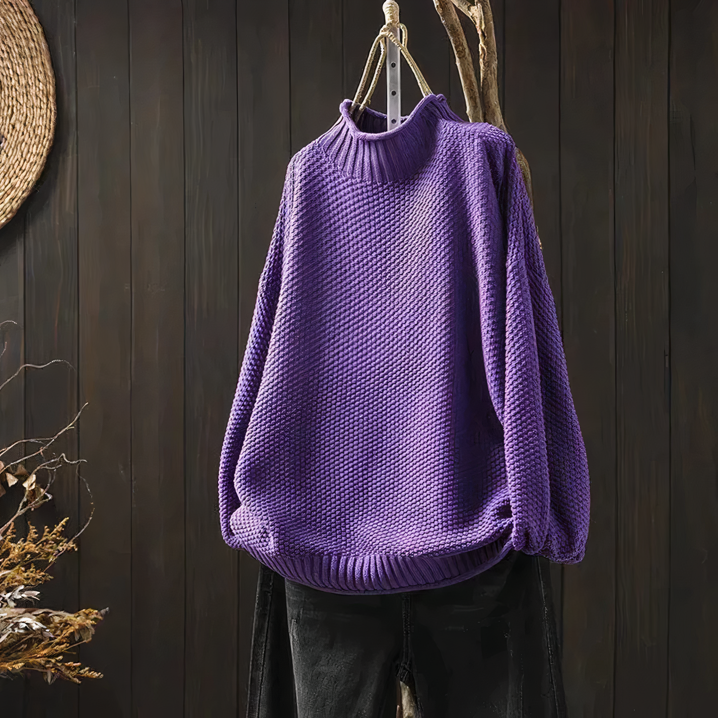 Womens Vintage Turtleneck Long Sleeve Sweater - Classic Comfort 5