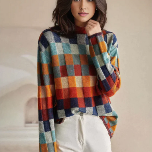Women's High Collar Pullover Sweater - Soft Knit Fabric for Cozy Autumn & Winter 1