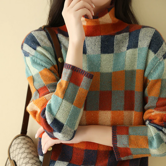Women's High Collar Pullover Sweater - Soft Knit Fabric for Cozy Autumn & Winter 2