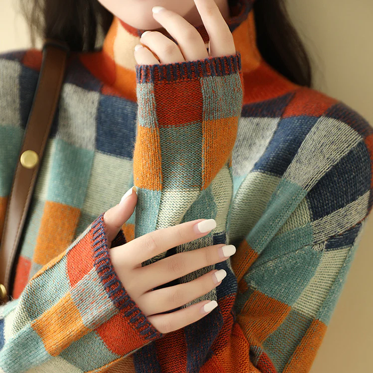 Women's High Collar Pullover Sweater - Soft Knit Fabric for Cozy Autumn & Winter 6