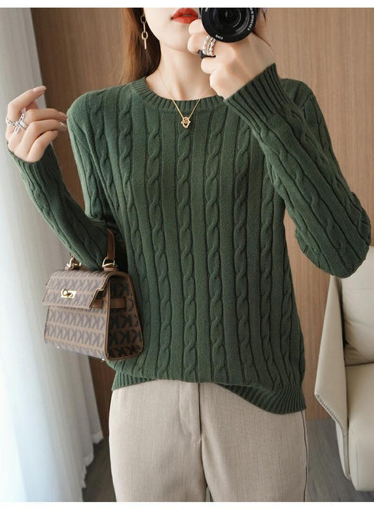 Womens Winter Cable Knit Pullover Sweater - Cozy and Stylish 1