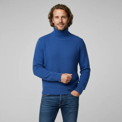 Men's Ribbed-Trim Turtleneck Sweater – product view | Hensley London