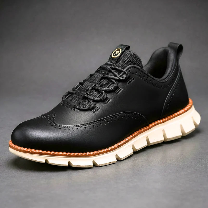 Men's Wingtip Brogue Sneakers in Charcoal – product view | Hensley London