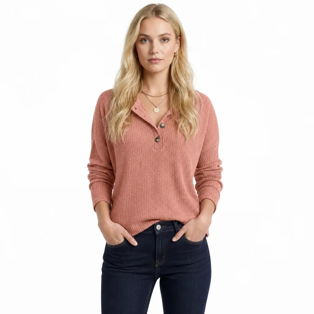 Women's Ribbed Knit Pullover Top – product view 3 | Hensley London