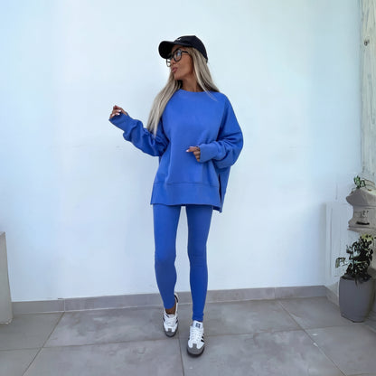 Women's Long Sleeve Sweatshirt and Pants Set – Relaxed Fit