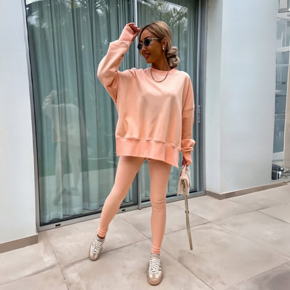 Women's Long Sleeve Sweatshirt and Pants Set – Relaxed Fit
