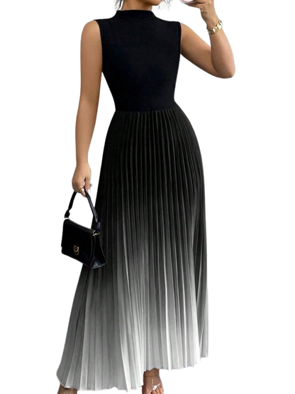 Women's Ombre Sleeveless Pleated Evening Dress in Blue – front view | Hensley London