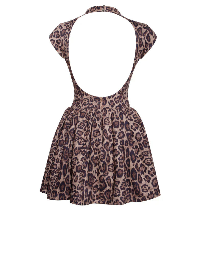 Women's Puffy Dress Cheetah Print Mini Lightweight - 7