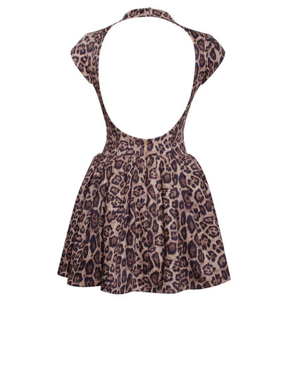 Women's Puffy Dress Cheetah Print Mini Lightweight - 7