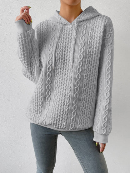 Women's Stylish Hoodie Grey Cotton - 7