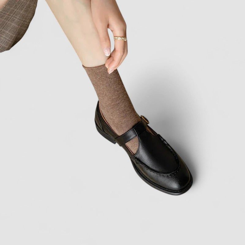 Women's Mary Jane Shoes Black Orthopaedic Square-Toe Cushioned Insole - 3