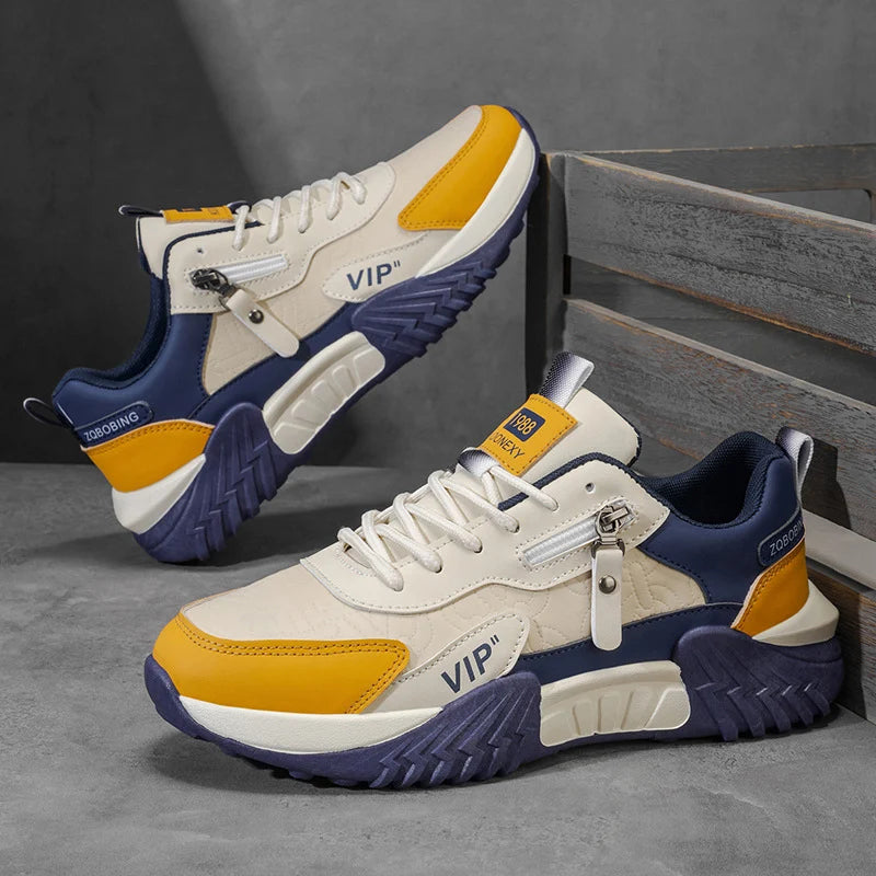 Men's Side-Zip Panelled Sneakers – product view | Hensley London