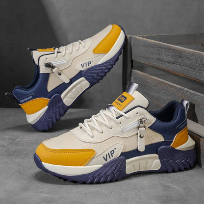 Men's Side-Zip Panelled Sneakers – product view | Hensley London